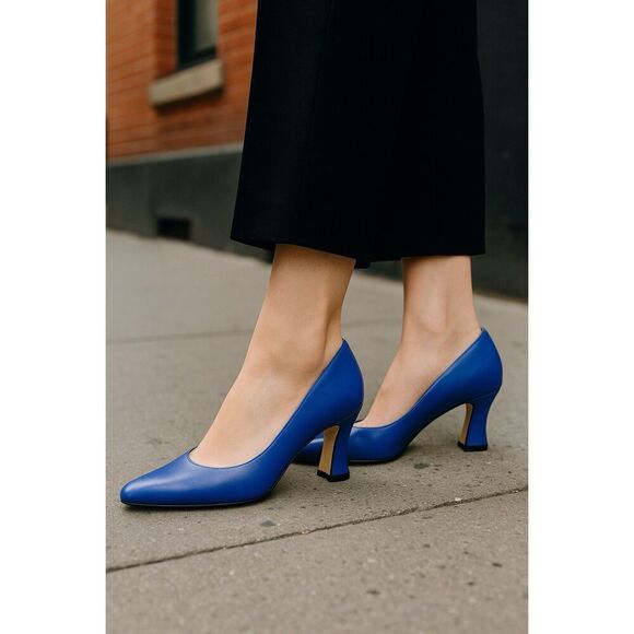 ProXy Vintage LEATHER INSIDE AND OUT Women's Blue Heels Pumps 8.5 Excellent Cond - Picture 1 of 12